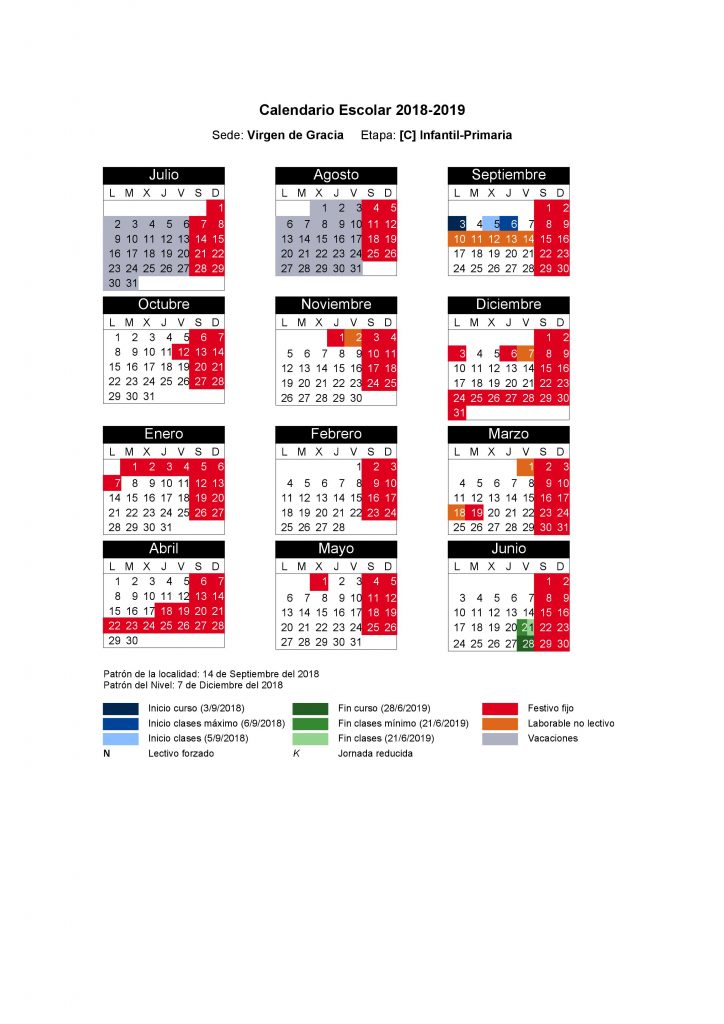 Calendario Escolar Curso